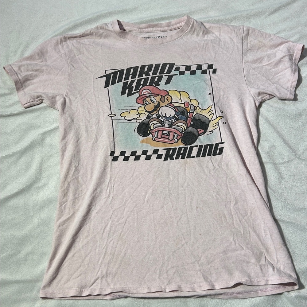 Retro Vintage Nintendo Mario Kart Racing Pink Tee